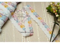 Cotton Lace Trim, Pastel color edges   (3 cm) - 1m length